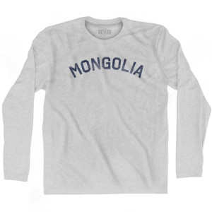 Mongolia Vintage City Adult Cotton Long Sleeve T-shirt - Grey Heather Mongolia Vintage City Adult Cotton Long Sleeve T-shirt - Grey Heather