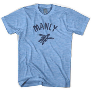 Manly Beach Sea Turtle Adult Tri-Blend T-shirt - Athletic Blue