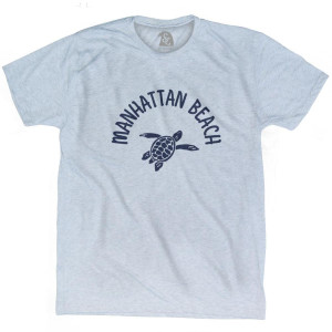 Manhattan Beach Sea Turtle Adult Tri-Blend T-shirt - Athletic White