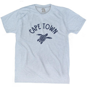 Cape Town Beach Sea Turtle Adult Tri-Blend T-shirt - Athletic White