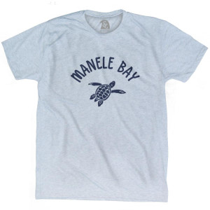Manele Bay Beach Sea Turtle Adult Tri-Blend T-shirt - Athletic White