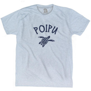 Poipu Beach Sea Turtle Adult Tri-Blend T-shirt - Athletic White