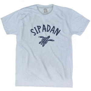 Sipadan Beach Sea Turtle Adult Tri-Blend T-shirt - Athletic White