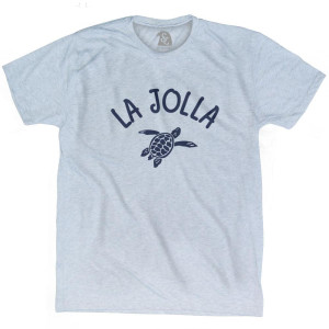 La Jolla Beach Sea Turtle Adult Tri-Blend T-shirt - Athletic White