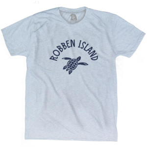 Robben Island Beach Sea Turtle Adult Tri-Blend T-shirt - Athletic White Robben Island Beach Sea Turtle Adult Tri-Blend T-shirt - Athletic White