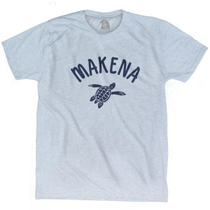 Makena Beach Sea Turtle Adult Tri-Blend T-shirt - Athletic White