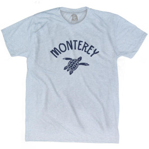Monterey Beach Sea Turtle Adult Tri-Blend T-shirt - Athletic White