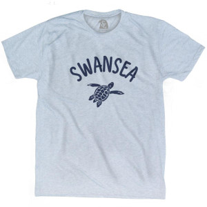 Swansea Beach Sea Turtle Adult Tri-Blend T-shirt - Athletic White Swansea Beach Sea Turtle Adult Tri-Blend T-shirt - Athletic White