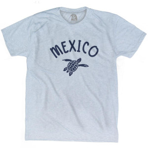 Mexico Beach Sea Turtle Adult Tri-Blend T-shirt - Athletic White