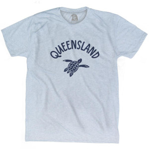Queensland Beach Sea Turtle Adult Tri-Blend T-shirt - Athletic White