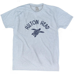 Hilton Head Beach Sea Turtle Adult Tri-Blend T-shirt - Athletic White