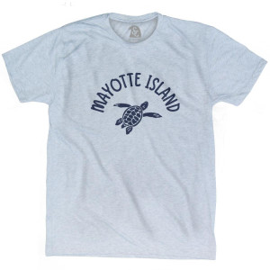 Mayotte Island Beach Sea Turtle Adult Tri-Blend T-shirt - Athletic White