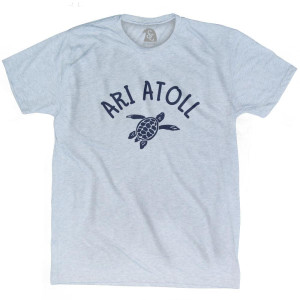 Ari Atoll Beach Sea Turtle Adult Tri-Blend T-shirt - Athletic White