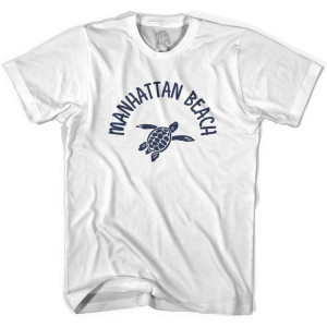 Manhattan Beach Sea Turtle Womens Cotton T-shirt - White