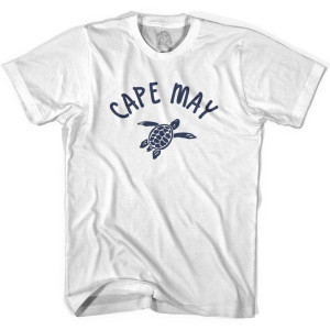 Cape May Beach Sea Turtle Womens Cotton T-shirt - White