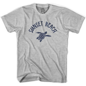 Sunset Beach Sea Turtle Womens Cotton T-shirt - Grey Heather