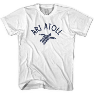 Ari Atoll Beach Sea Turtle Womens Cotton T-shirt - White
