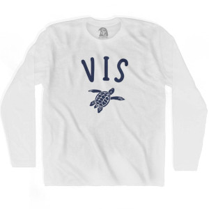 Vis Beach Sea Turtle Adult Cotton Long Sleeve T-shirt - White