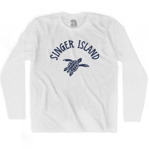 Singer Island Beach Sea Turtle Adult Cotton Long Sleeve T-shirt - White Singer Island Beach Sea Turtle Adult Cotton Long Sleeve T-shirt - White