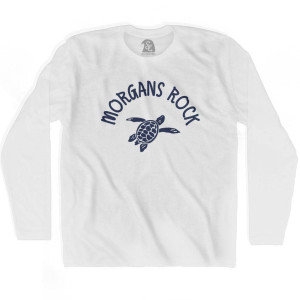 Morgans Rock Beach Sea Turtle Adult Cotton Long Sleeve T-shirt - White Morgans Rock Beach Sea Turtle Adult Cotton Long Sleeve T-shirt - White