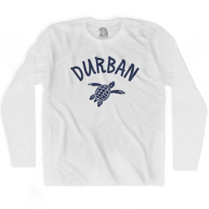 Durban Beach Sea Turtle Adult Cotton Long Sleeve T-shirt - White