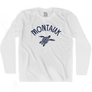 Montauk Beach Sea Turtle Adult Cotton Long Sleeve T-shirt - White