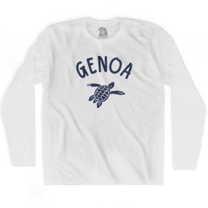 Genoa Beach Sea Turtle Adult Cotton Long Sleeve T-shirt - White