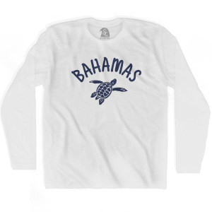 Bahamas Beach Sea Turtle Adult Cotton Long Sleeve T-shirt - White
