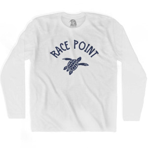 Race Point Beach Sea Turtle Adult Cotton Long Sleeve T-shirt - White