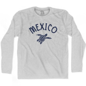 Mexico Beach Sea Turtle Adult Cotton Long Sleeve T-shirt - Grey Heather