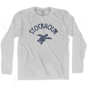 Stockholm Beach Sea Turtle Adult Cotton Long Sleeve T-shirt-Grey Heather Stockholm Beach Sea Turtle Adult Cotton Long Sleeve T-shirt-Grey Heather