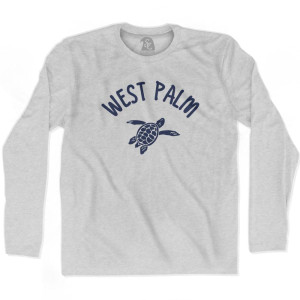 West Palm Beach Sea Turtle Adult Cotton Long Sleeve T-shirt-Grey Heather West Palm Beach Sea Turtle Adult Cotton Long Sleeve T-shirt-Grey Heather