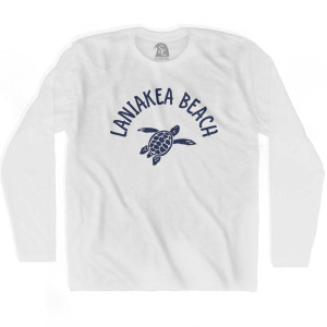 Laniakea Beach Sea Turtle Adult Cotton Long Sleeve T-shirt-White