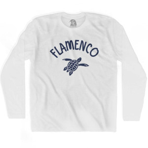 Flamenco Beach Sea Turtle Adult Cotton Long Sleeve T-shirt - White Flamenco Beach Sea Turtle Adult Cotton Long Sleeve T-shirt - White