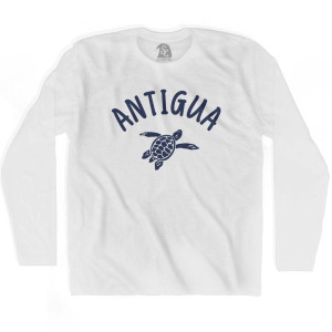 Antigua Beach Sea Turtle Adult Cotton Long Sleeve T-shirt - White