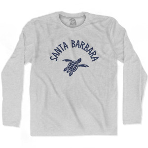 Santa Barbara Beach Sea Turtle Adult Cotton Long Sleeve T-shirt - Grey Heather