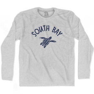 South Bay Beach Sea Turtle Adult Cotton Long Sleeve T-shirt-Grey Heather South Bay Beach Sea Turtle Adult Cotton Long Sleeve T-shirt-Grey Heather