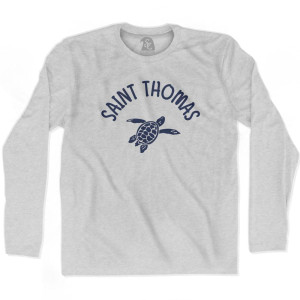 Saint Thomas Beach Sea Turtle Adult Cotton Long Sleeve T-shirt - Grey Heather Saint Thomas Beach Sea Turtle Adult Cotton Long Sleeve T-shirt - Grey Heather