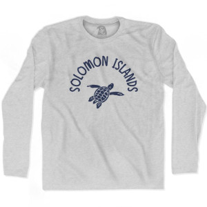 Solomon Islands Beach Sea Turtle Adult Cotton Long Sleeve T-shirt - Grey Heather