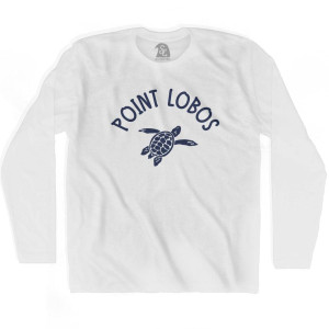 Point Lobos Beach Sea Turtle Adult Cotton Long Sleeve T-shirt - White