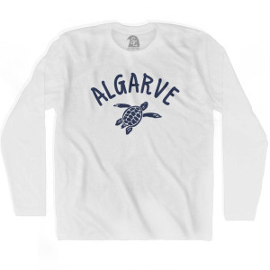 Algarve Beach Sea Turtle Adult Cotton Long Sleeve T-shirt - White