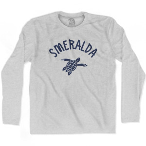 Smeralda Beach Sea Turtle Adult Cotton Long Sleeve T-shirt - Grey Heather