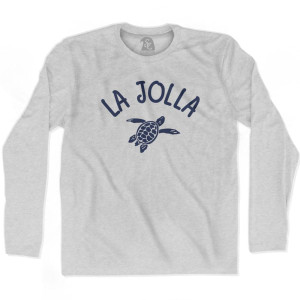 La Jolla Beach Sea Turtle Adult Cotton Long Sleeve T-shirt - Grey Heather La Jolla Beach Sea Turtle Adult Cotton Long Sleeve T-shirt - Grey Heather