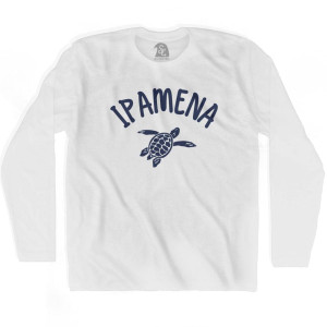 Ipamena Beach Sea Turtle Adult Cotton Long Sleeve T-shirt - White