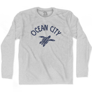 Ocean City Beach Sea Turtle Adult Cotton Long Sleeve T-shirt-Grey Heather Ocean City Beach Sea Turtle Adult Cotton Long Sleeve T-shirt-Grey Heather