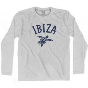 Ibiza Beach Sea Turtle Adult Cotton Long Sleeve T-shirt-Grey Heather
