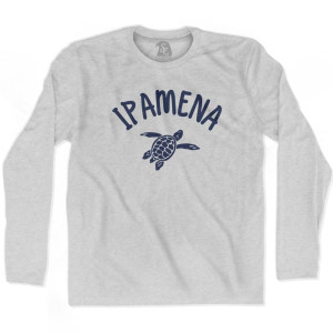 Ipamena Beach Sea Turtle Adult Cotton Long Sleeve T-shirt - Grey Heather