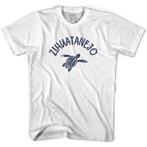 Zihuatanejo Beach Sea Turtle Youth Cotton T-shirt-White Zihuatanejo Beach Sea Turtle Youth Cotton T-shirt-White