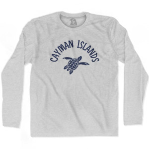 Cayman Islands Beach Sea Turtle Adult Cotton Long Sleeve T-shirt - Grey Heather Cayman Islands Beach Sea Turtle Adult Cotton Long Sleeve T-shirt - Grey Heather