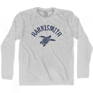 Harrismith Beach Sea Turtle Adult Cotton Long Sleeve T-shirt-Grey Heather